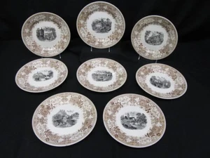 8pc Villeroy & Boch Mettlach Black CASTLES 9.5" Plates, Saar Basin Germany 1900 - Picture 1 of 12