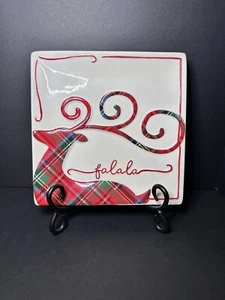 Mud Pie Tartan Reindeer Fa La La Cheese/Appetizer Plate 8" - Picture 1 of 4