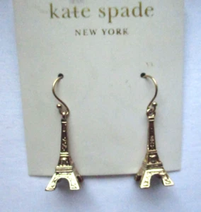 Kate Spade NY Parisian Lights Eiffel Tower Earrings 14K Gold Filled NEW on Card - Picture 1 of 5