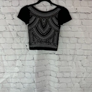 bebe crop embellished top silver studded sz small great party top - Picture 1 of 9