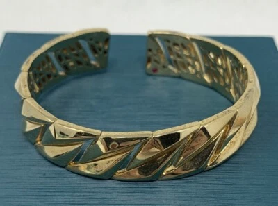 Pulsera Roberto Coin Plata de Ley Brazalete Flexible Vermeil TFS 5/8" Ancho Foto 1 de 4