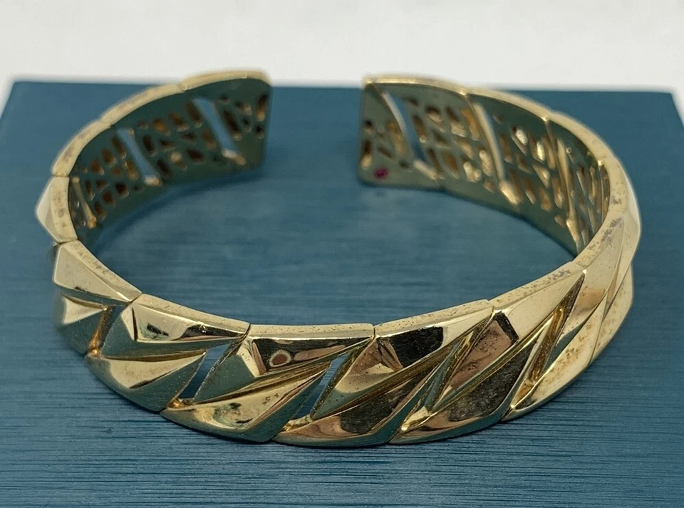 Roberto Coin Sterling Silver Bracelet Flex Cuff Vermeil TFS 5/8" Wide - Image 1 of 4