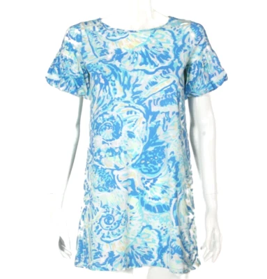 LILLY PULITZER Girl's Mini Lindell Dress Bennet Blue Shell Puff Sleeve sz XL 177 - Image 1 of 4