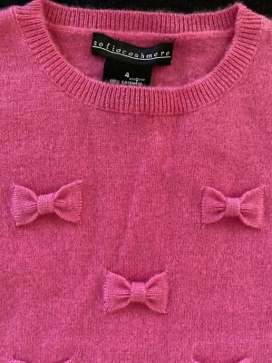 Sophiacashmere NWT Pink Cashmere “Bows” Sweater - 4 - Image 1 of 4