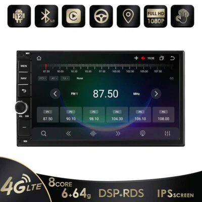 Subwoofer Android 12 Universal 7" Touch Screen 64GB Aux Car Stereo Radio Carplay - Image 1 of 4