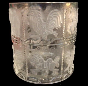 GOEBEL GLASS CAROUSEL ICE BUCKET FROSTED VINTAGE - Picture 1 of 14