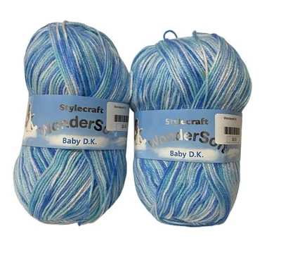 Stylecraft Wondersoft Baby DK Knitting Wool Yarn Lot of 2 Blue Variegated 332 Yd - Image 1 of 4