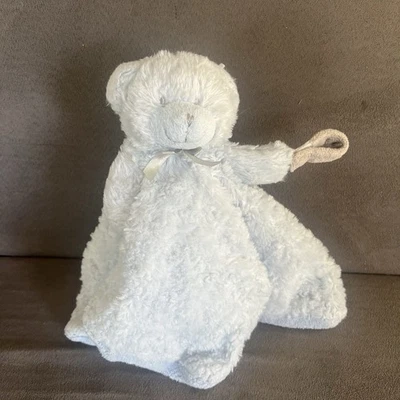 Mantas & Beyond Blue Bear Baby Lovey Manta de Seguridad Gris Lazo Nariz Remolino Piel Foto 1 de 4