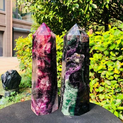 1620g+1470g Pulido y curación de torre de cristal de fluorita de color natural Foto 1 de 4