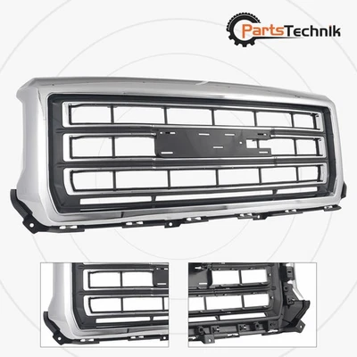 Front Upper Bumper Grille Chrome Fit For 2014-2015 GMC Sierra 1500 SLT Style - Изображение 1 из 4
