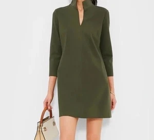 Tuckernuck Suede Olive Ponte Clifton Collared V Neck Long Sleeve Mini Dress Sz S - Bild 1 von 8