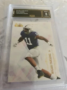 MICAH PARSONS COWBOYS 2021 WILD CARD MATTE WHITE ROOKIE RC MBC-18 GRADED 8 L@@K - Picture 1 of 2