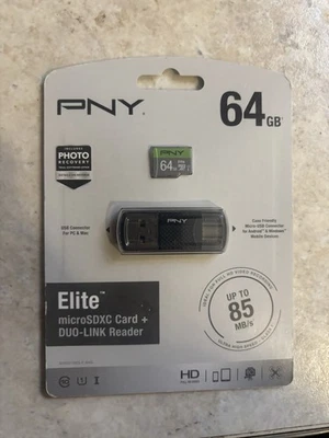 PNY Elite 64GB MicroSDXC UHS I U1 Class 10 Flash Memory Card with SD Adapter - Image 1 of 2