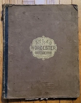 1870 Beers Worcester County Atlas Massachusetts Maps Colored Antique MA Mass - Image 1 of 4