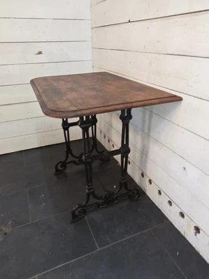 Ancienne Table De Bistrot Pied Fonte Dessus Chêne - Photo 1/4