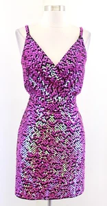 NWT Sho Tadashi Shoji Pink Iridescent Sequin Velvet Cocktail Party Dress Size XS - Picture 1 of 8