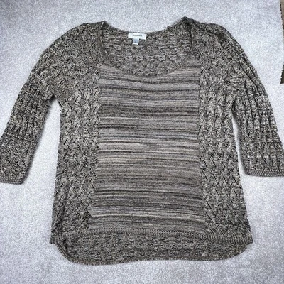 Dressbarn Shirt Womens XL Brown Blouse Top Crochet Sheer Comfort Casual  - Изображение 1 из 4