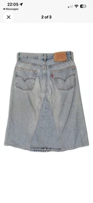 LEVI'S Womens 501 Denim Skirt W28 Medium Blue Spotted Cotton AA07 - Image 1 of 4