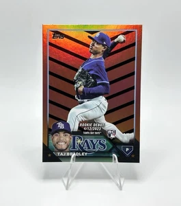 Actualización Topps 2023 - Taj Bradley debut novato naranja y negro lámina #US3 Rays radiocontrol - Imagen 1 de 2