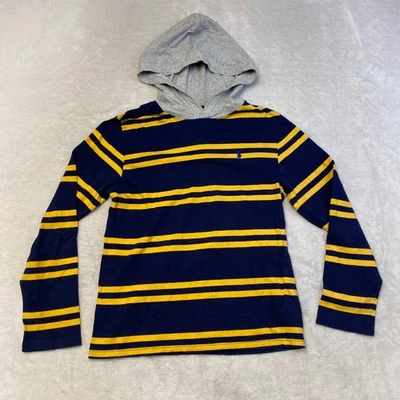 Kids Polo Ralph Lauren Navy Yellow Striped Hoodie Long Sleeve Shirt L/G 14-16 - Image 1 of 4
