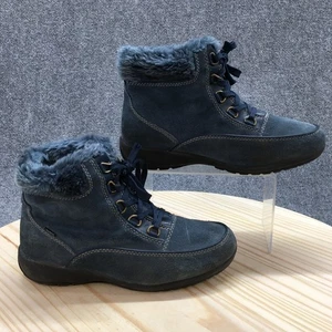 Botas deportivas para mujer 9 M Amanda cuero azul nieve punta redonda cómodas tobillo - Imagen 1 de 18