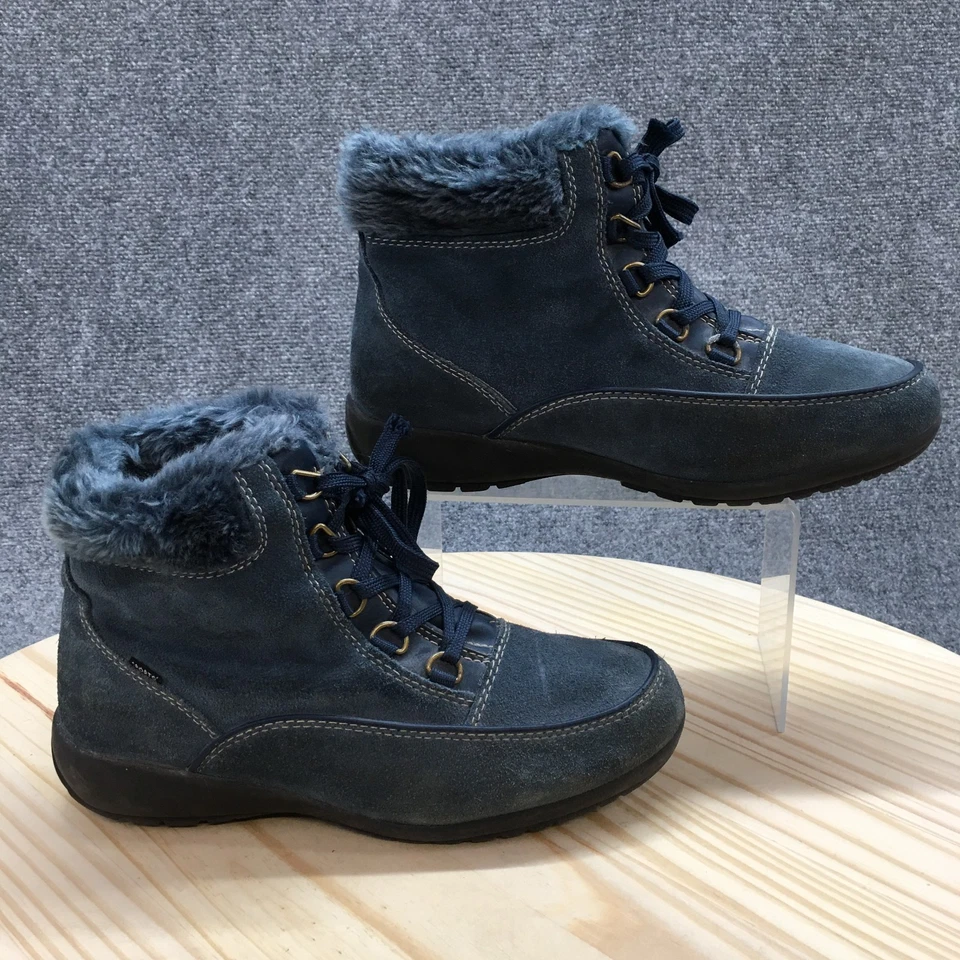 Sporto Boots Womens 9 M Amanda Snow Blue Leather Round Toe Comfort Ankle Top - Image 1 of 4