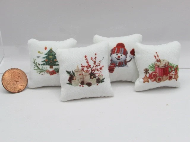 Dollhouse Miniature Winter & Christmas Holiday Throw Pillow - 4 Designs - Image 1 of 1