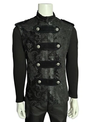 COLETE LEGIÃO SANTUÁRIO JAQUETA GÓTICA UNIFORME MILITAR BANDA DE ROCK COLETE GÓTICO STEAMPUNK - Imagem 1 de 4