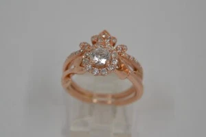 Diamond Wedding Set 41 Diamonds 1.25ctw 14K & 10K Rose Gold 6.3g Sz: (FCO017469) - Picture 1 of 12