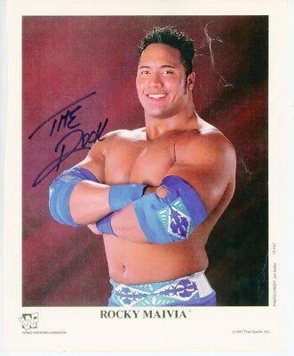 Dwayne "The Rock" Johnson ~ Signed Autographed Rocky Maivia Photo WWF ~ JSA LOA - Image 1 of 4
