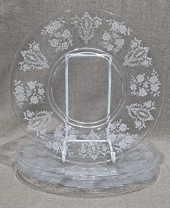 4 platos de almuerzo de vidrio Tiffin Cherokee Rose 8 1/8" - Lote C - Imagen 1 de 3