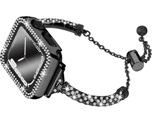 Bling Metal Bransoletka Zderzak Etui Stras 44mm do iWatch SE Series 6/5/4 - Zdjęcie 1 z 8