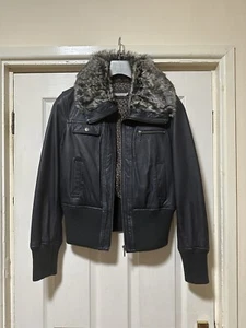 Women’s Kookai Black Leather Jacket - Size 42   - Picture 1 of 6