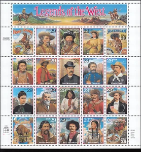 US Stamp #2869 - 1994 29¢ Legends of the West, New MNH VG/F (Set of 20) - Picture 1 of 2