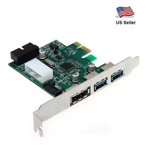  PCI Express 3 Port USB 3.0 20 Pin Power ESATA Adapter Controller Card - Picture 1 of 4