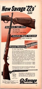 VINTAGE 1952 SAVAGE .22 GEWEHR STEVENS FOX SCHUSSWAFFEN DRUCK ANZEIGE - Bild 1 von 1
