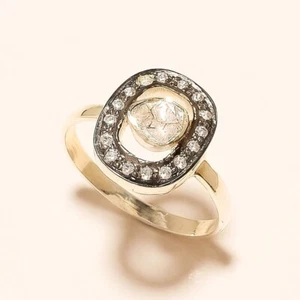Rose Cut Diamond Polki Ring 925 Sterling Silver Engagement Ring Fine Jewelry - Picture 1 of 4
