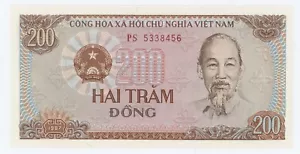 Viet nam Vietnam 200 Dong 1988 Pick 100.a UNC Uncirculated Banknote - Picture 1 of 2