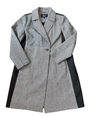 Houndstooth Mixed Print Longline Blazer Trench Coat Size XL RACHEL Roy Career - Image 1 of 4