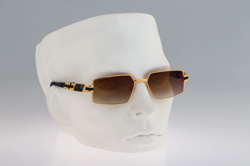 Diva 4087 2, Gafas de sol cuadradas vintage años 90 negras y doradas para hombre y mujer, nuevas de stock Foto 1 de 4