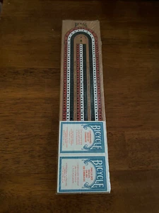 BICYCLE Cribbage Board Game - Wooden 3-Track Color Coded New - Picture 1 of 7
