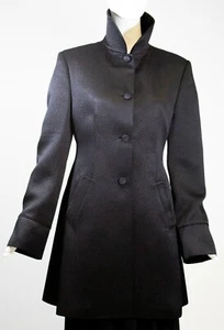 DAVID CARDONA Bergdorf Goodman Black Textured Silk Wool Dress Coat Jacket 6 GUC - Picture 1 of 12