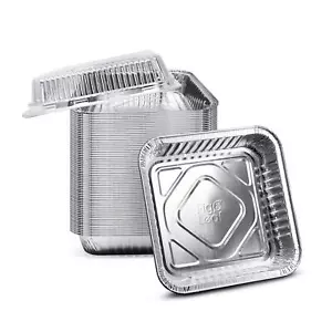 (35 Pack) 8” x 8” Square Baking Cake Pans with Plastic Dome Lids | Heavy Duty... - Picture 1 of 9