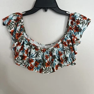 Top bikini donna Cabana Del Sol stampa tropicale floreale con volant taglia large - Foto 1 di 8