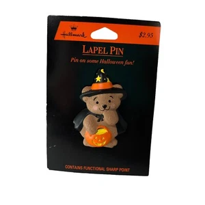 Spilla strega orso Halloween Hallmark zucca affascinante vintage guancia rosa NOS - Foto 1 di 10