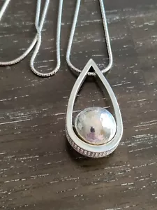 Brighton Chara Ellipse Spin lange Silber Halskette neu mit Etikett UVP 98 $ - Bild 1 von 3