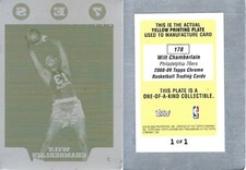 2008-09 Topps Chrome Press Plates Yellow #178 Wilt Chamberlain 1/1