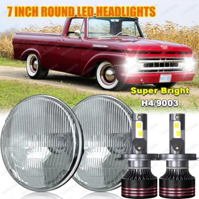 Par de faros LED de 7 pulgadas haz alto/bajo para camioneta Ford F100 F250 F350 1953-1977 Foto 1 de 4