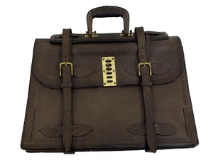 Vintage Brown Belting Leather Briefcase Attache Military Made In USA - Picture 1 of 15