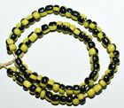 Petites perles d'espacement en verre jaune européennes anciennes avec rayures, perles commerciales africaines